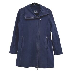 Neon Buddha Navy Blue Asymmetrical Full Zip Sweatshirt Jacket Women S Athleisure